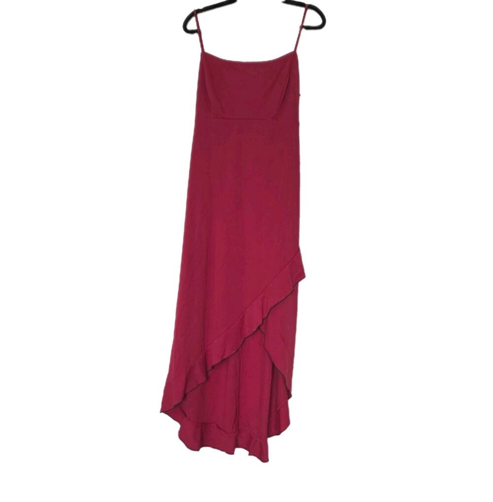 Vintage Y2K Red Asymmetrical Hem Midi Dress Womens 19 / XL Whimsigoth Romantic